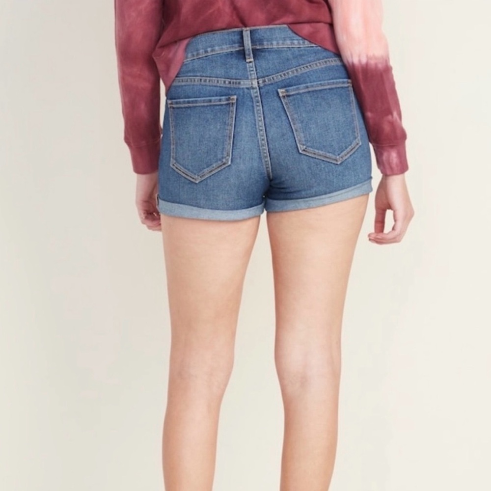 Old Navy Blue Denim Shorts Womens Size 10 Cuffed Mid Rise Festival Summer Jean - Picture 5 of 11